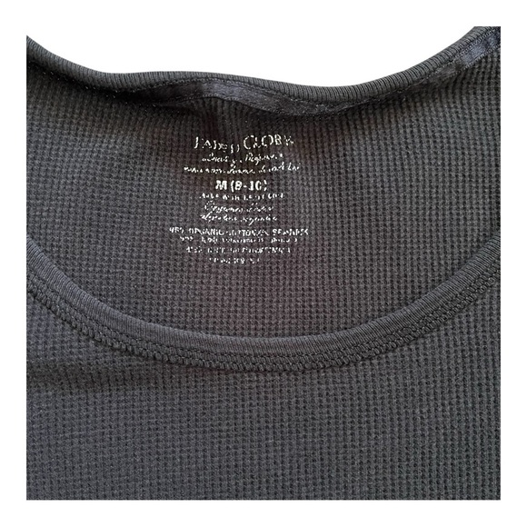 Faden Glory minimalist casual black shirt top Medium waffle pattern scoop neck - Picture 11 of 11